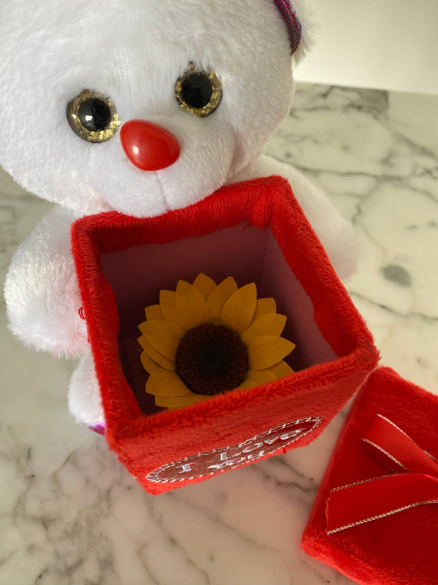 Girasol eterno en osito de peluche